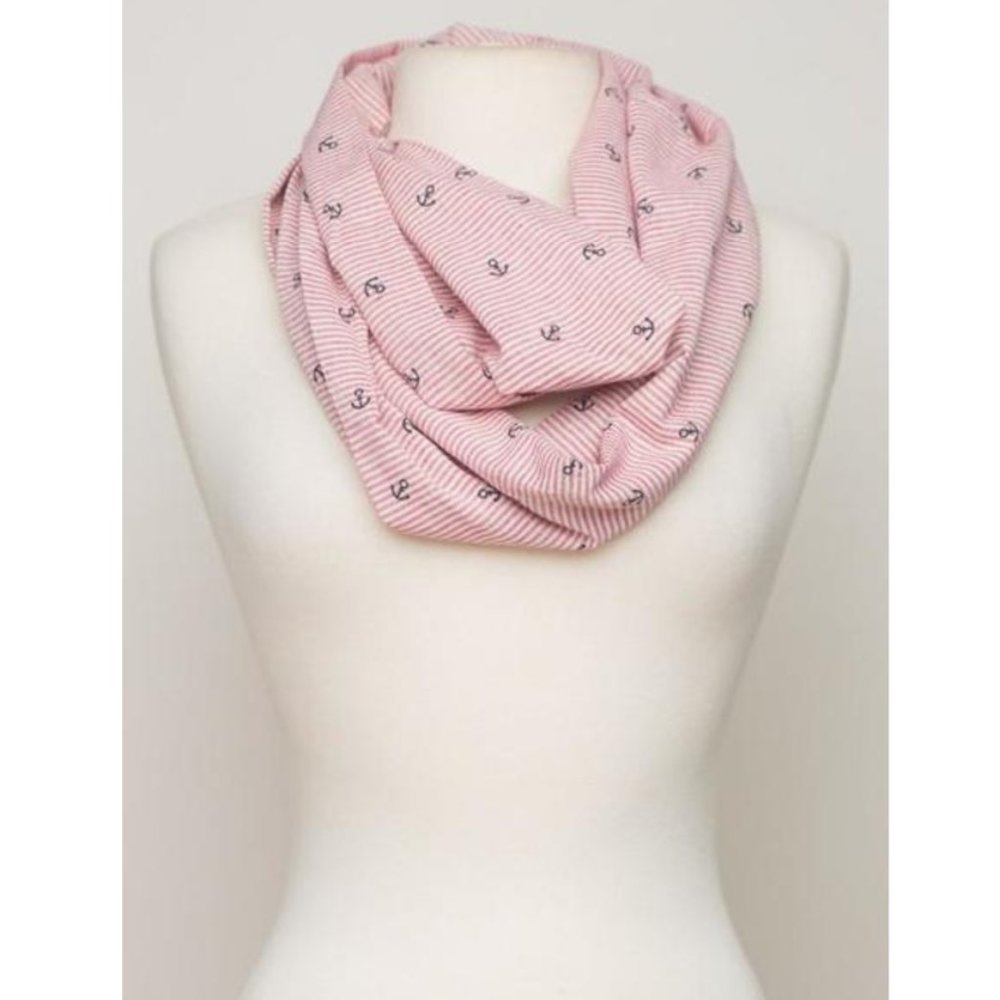 Red Nautical Pin Stripe Infinity Scarf